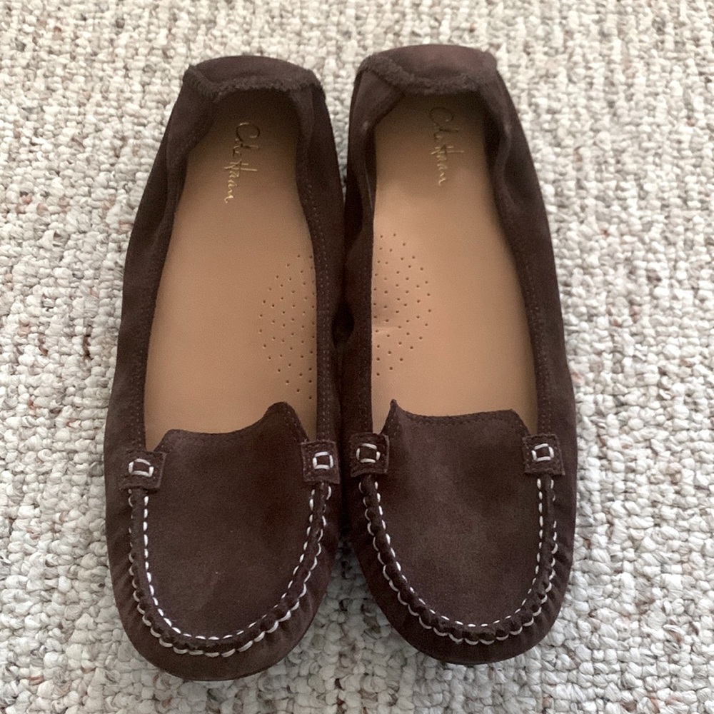 Brown, Cole Haan flats, size 10